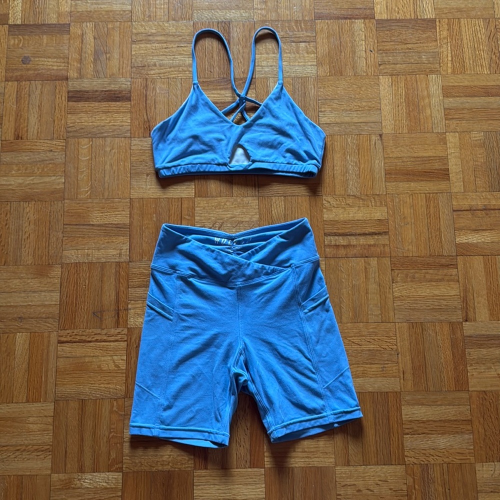 Wolven Threads Juniper Midi Bike Short & Reversible Racerback Keyhole Bra Set XS